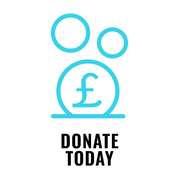 Outline of an animal's paw with the text 'Donate today'.